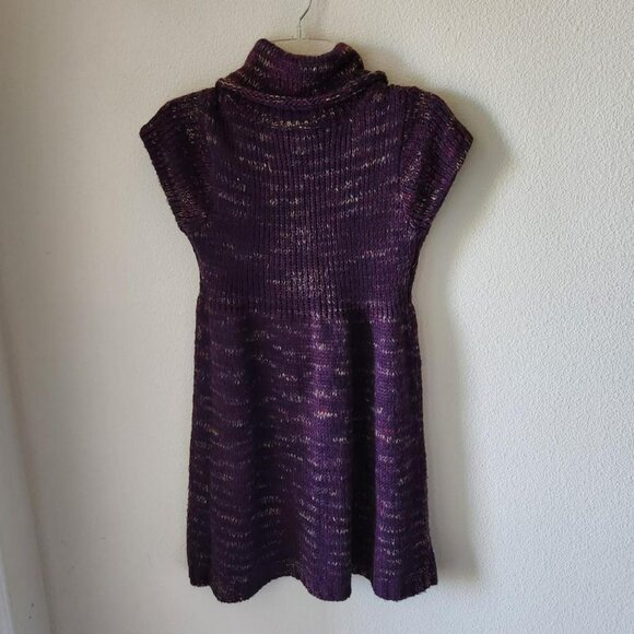 Piper & Blue Vintage Y2K Knit sweater Mini dress cowl neck Aubergine Sz M/L - Picture 2 of 8